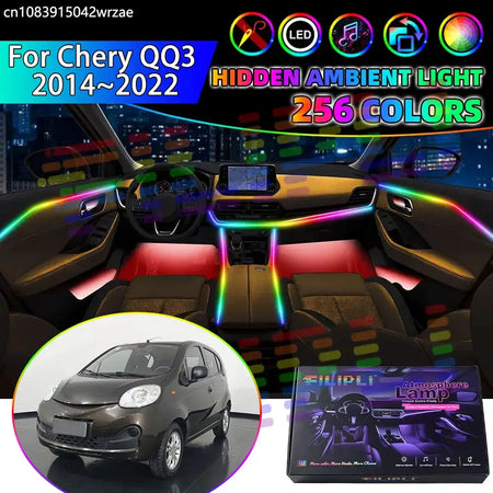 For Chery QQ3 2014~2022 MK2 S15 DR Zero RGB Car Interior Ambient Lights Strips Breathing Lighting Kit App Control LED strips by InterCyprus Trading Ltd