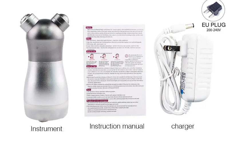 MONAI Face Massager &ndash; LED Photon Therapy For Firming Silver-EU-Plug