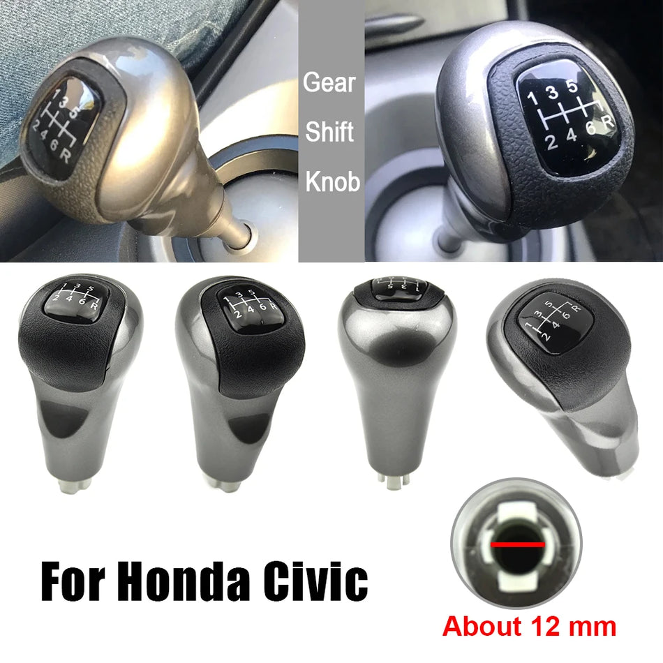 Perilla de palanca de cambios 6 velocidades negra plateada ABS para Honda Civic DX EX LX 2006-2011 54102-SNA-A01