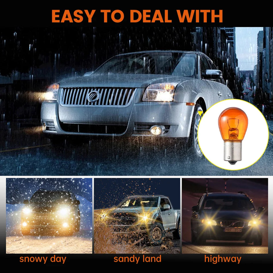 Universalus Automobilio Indikatoriaus Šviesos LED Lemputės Posūkio Signalui 12V Gintarinė BAU15S PY21W