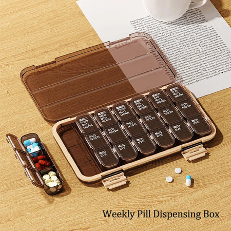 Portable 21 To 28 Grids Weekly Pill Box &ndash; Seven Day Case