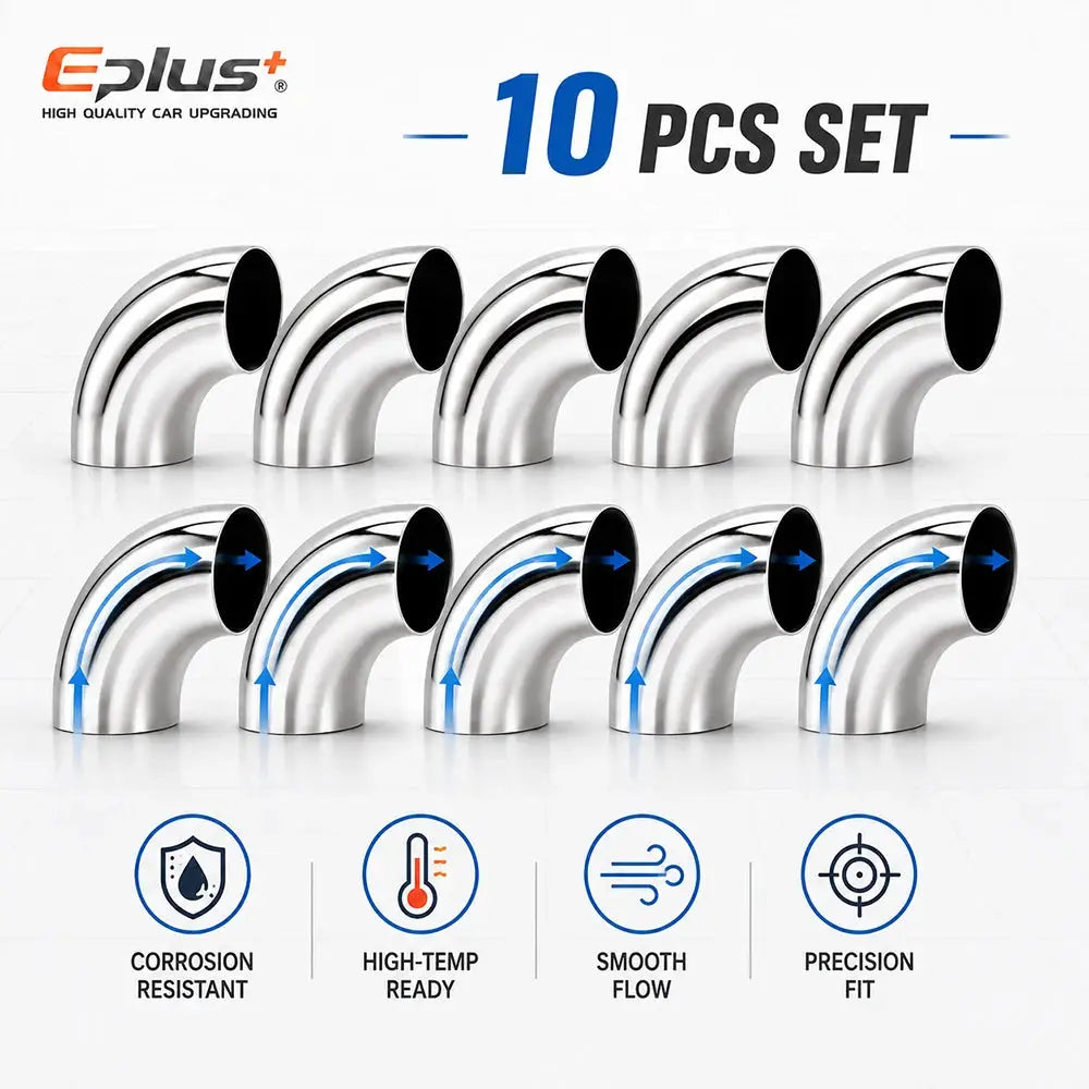 10PCS Universal 304 Stainless Steel 90 Degree Elbow Pipe Polished Weld‑On Pipe Fitting Bend Tube for Car Exhaust Muffler Replace by InterCyprus Trading Ltd