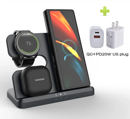 Galaxy Watch Buds 3in1 Charger - Wireless Charging Station Black 20W US plug