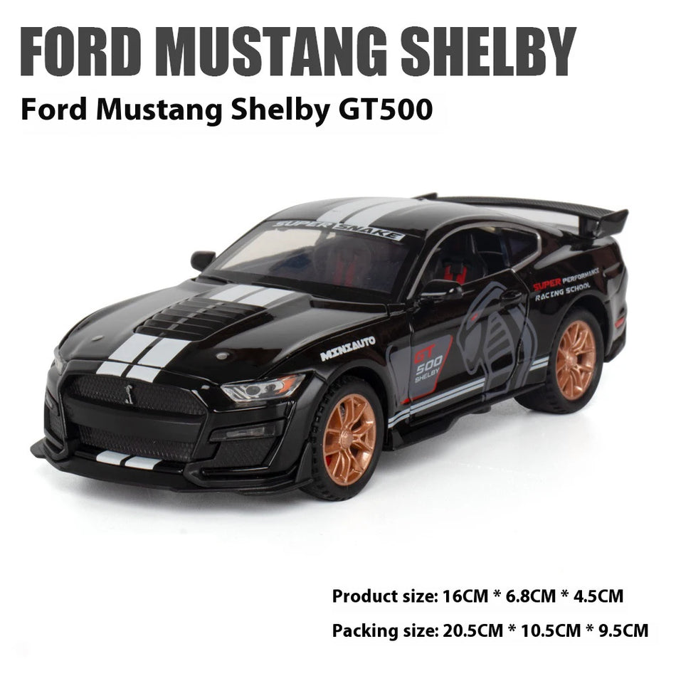Sakausējuma diecast modelis ar skaņu un gaismu Ford Mustang GT500 1:32 mērogā