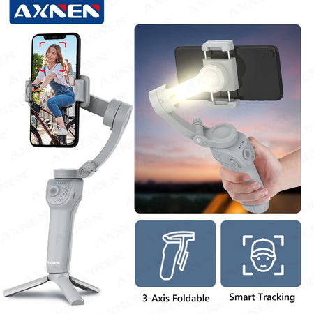 HQ6 3 Axis Anti-Shake Vlog Stabilizer &ndash; Adjustable Fill Light and Face Tracking