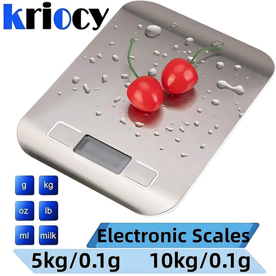 🟠 5kg/10kg Stainless Steel Electronic Scales Kitchen Scales Home Jewelry Food Snacks Weighing Baking Tools Kitchen Digital Scale