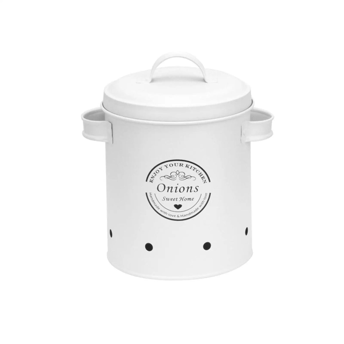 Potato Onion Garlic Storage Bin &ndash; Airtight Lid with Farmhouse Decor Medium White