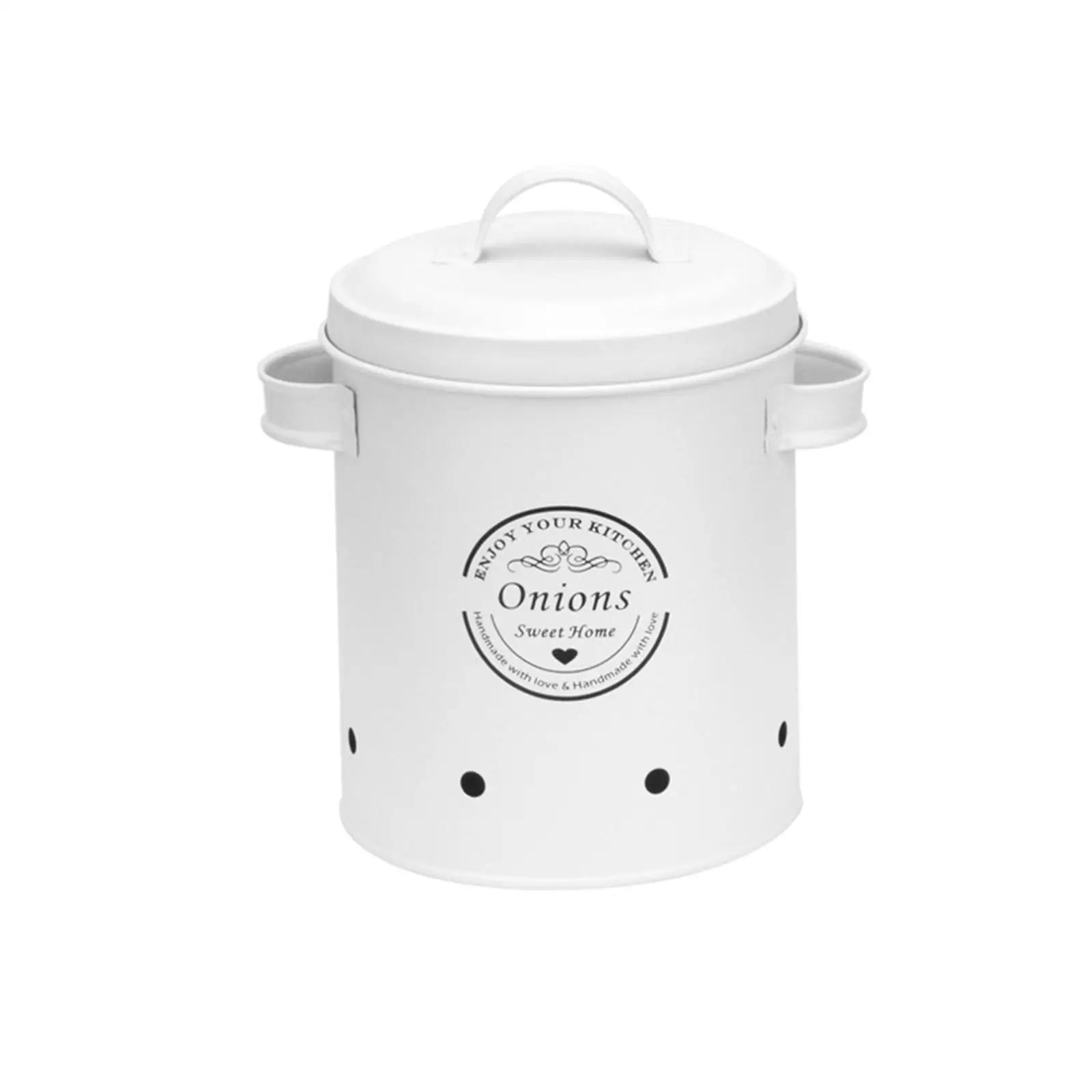 Potato Onion Garlic Storage Bin &ndash; Airtight Lid with Farmhouse Decor Medium White