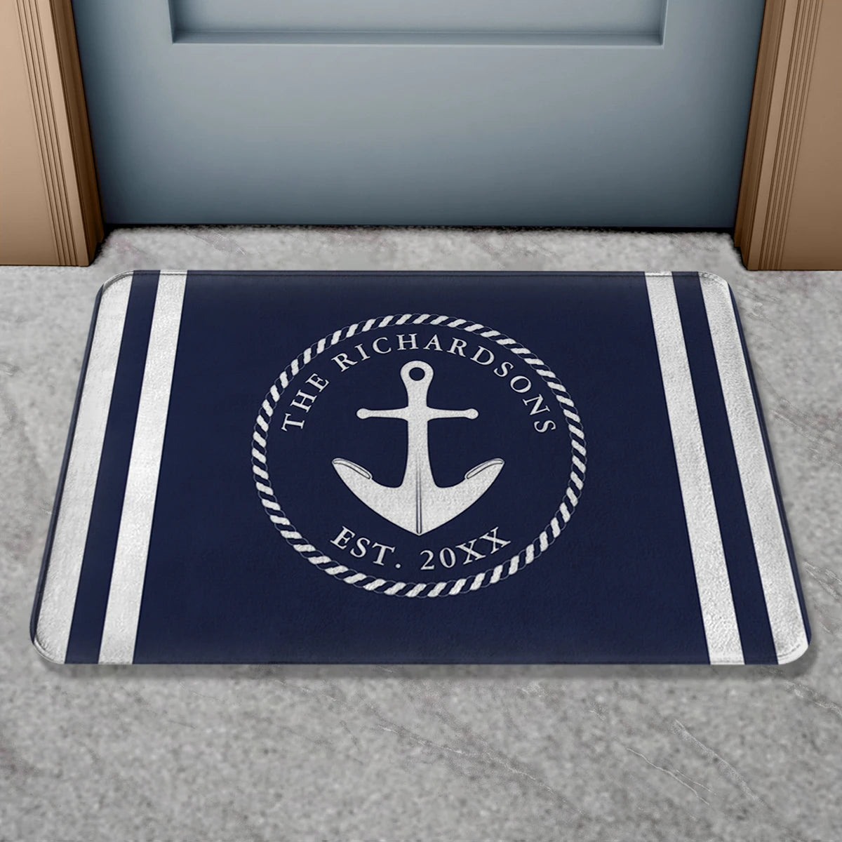 Custom Boat Name Non Slip Nautical Theme Doormat | Personalized Bath Rug LK240729100199 / 40X120CM