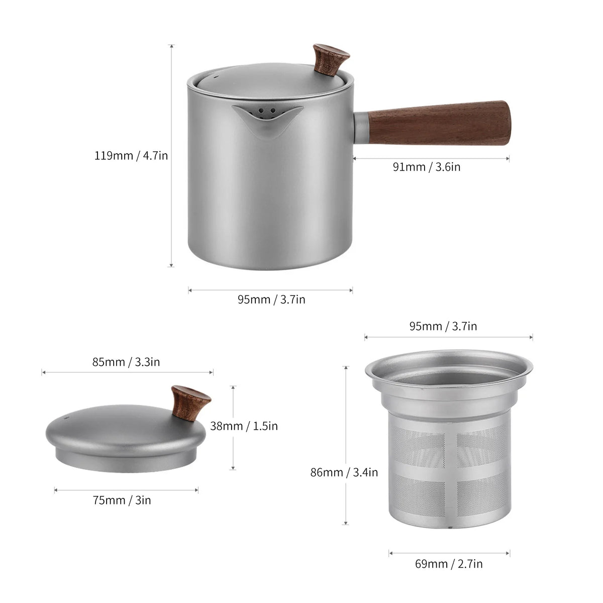 Ti Tea Kettle with Wood Handle &ndash; Portable Tea Maker