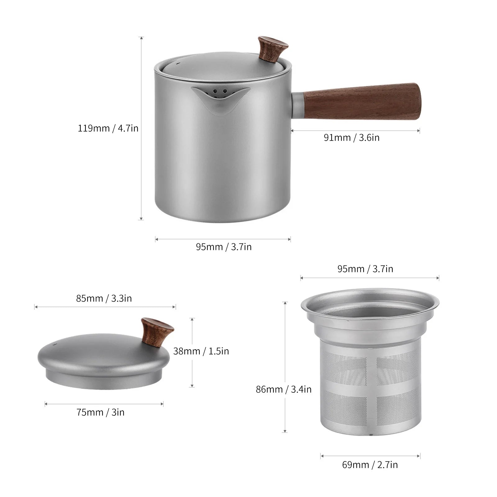 Ti Tea Kettle with Wood Handle &ndash; Portable Tea Maker