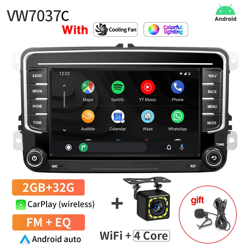 AKAMATE Car Radio Android 13.0 7Inch 2Din - CarPlay Support 2 32G C 12LED