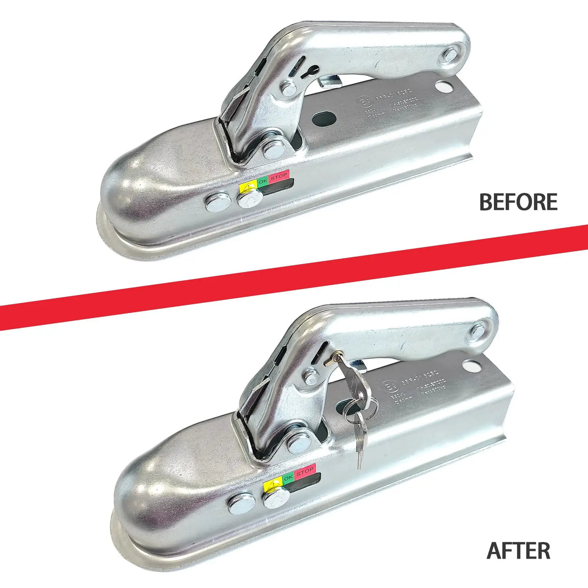 Anti-Theft Trailer Coupling Hitch Lock Insertable Security for Pressed Coupler Heads Caravans RVs with 2 Keys Accessory Part by InterCyprus Trading Ltd