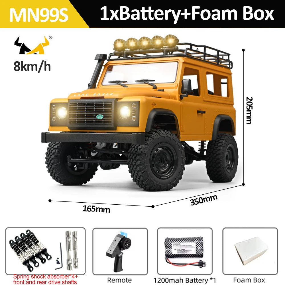 MN99S Rc Car MN Model &ndash; 4WD Off Road Climbing Crawler Yellow-Foam-SS