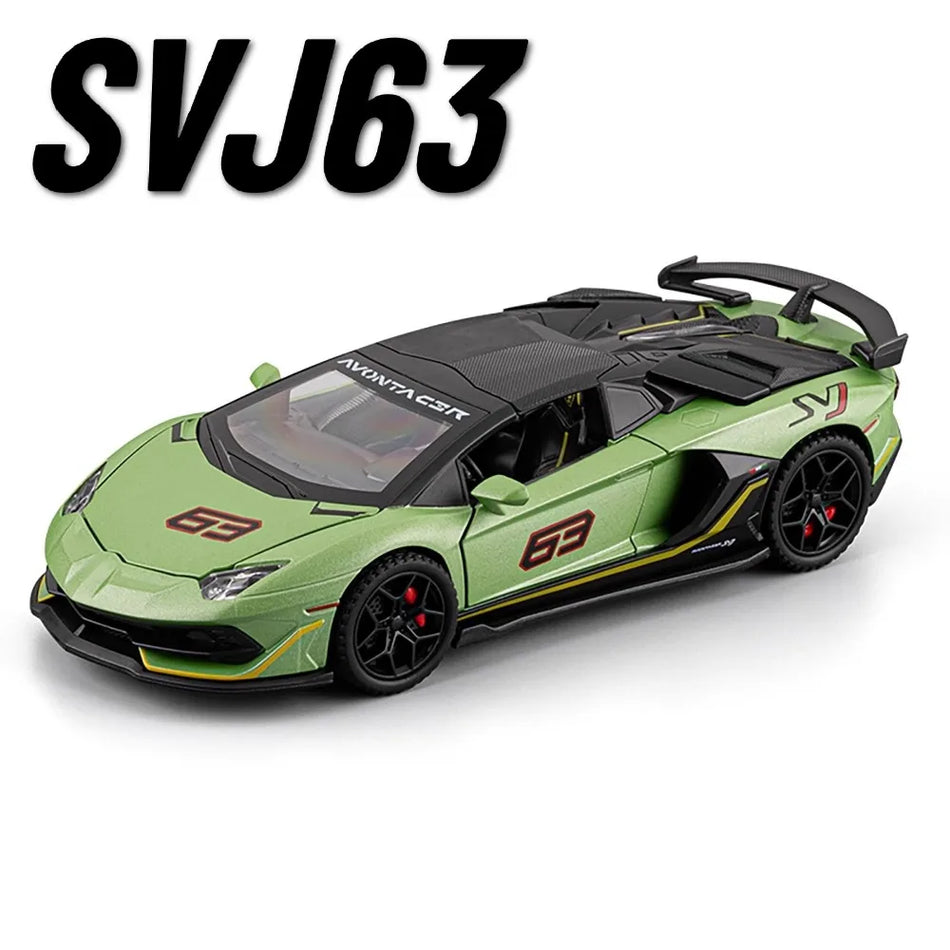Model de mașină diecast Revuelto 1:32 cu caroserie din aliaj, anvelope din cauciuc, sunet și lumini