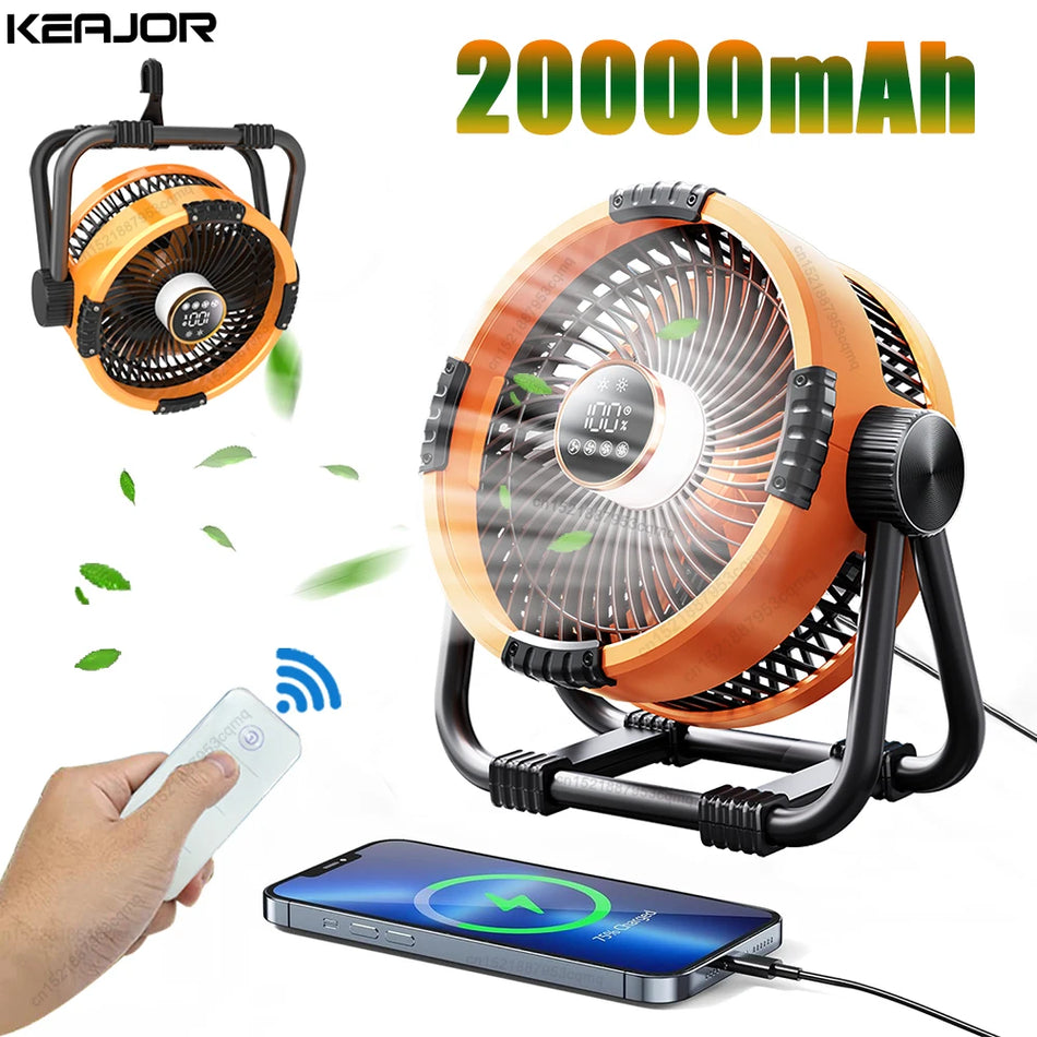 Camping Fan 20000mAh &ndash; Rechargeable With Hook Light