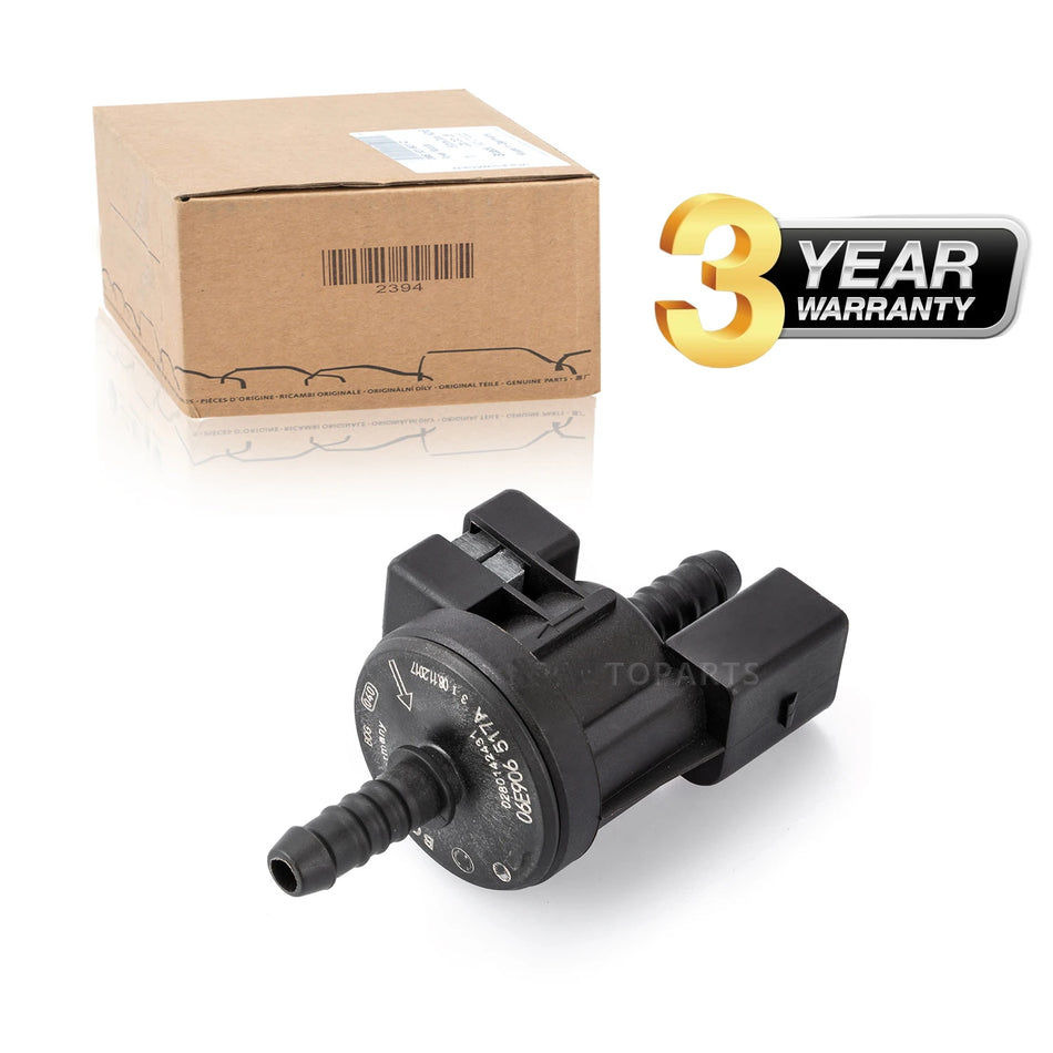 Išmetimo solenoido vožtuvas Audi A4 B7 EVAP, plastikinis korpusas, 2 jungtys, tiesioginis pakeitimas