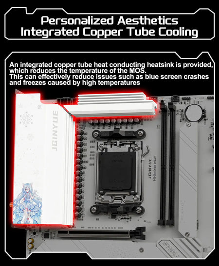 JGINYUE B650M Snow Dream AM5 DDR5 ARGB M-ATX &ndash; PCIe 4.0 X4