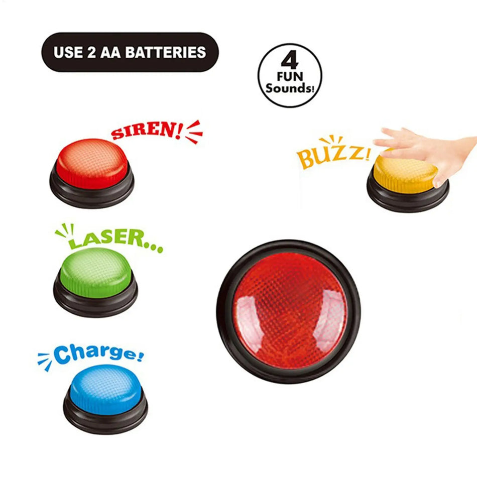 Four Piece Game Buzzer Set With Lighted Answer Buttons