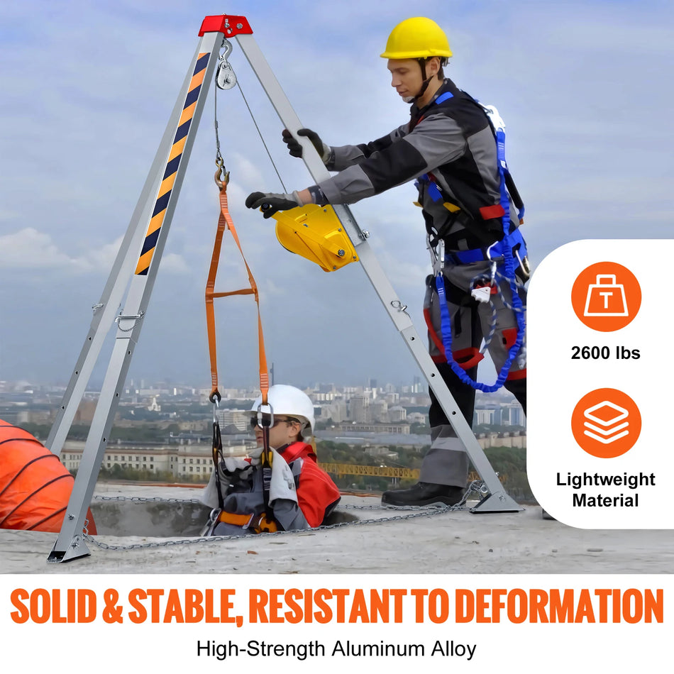 Kit de tripod pentru spații restrânse cu troliu de 2600lbs, cablu de 98ft