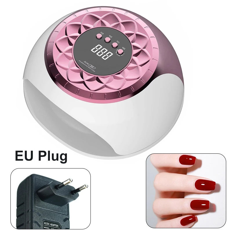 New UV Nail Lamp 268W &ndash; Fast Gel Curing for Home Salon Use Pink EU Plug