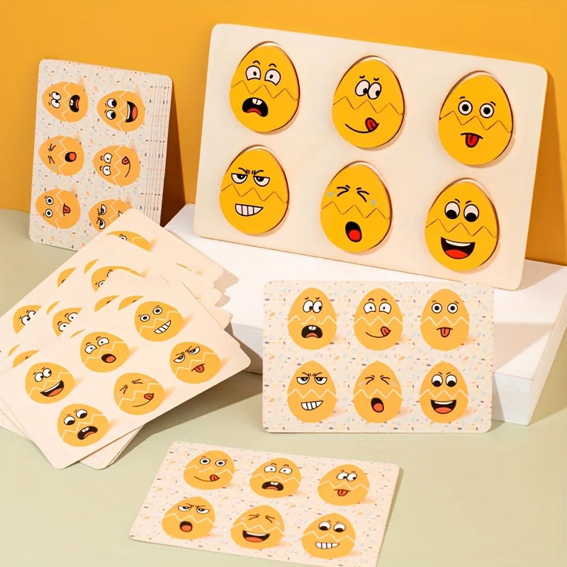 Facial Expressions Eggs - Wooden Montessori Egg Puzzle