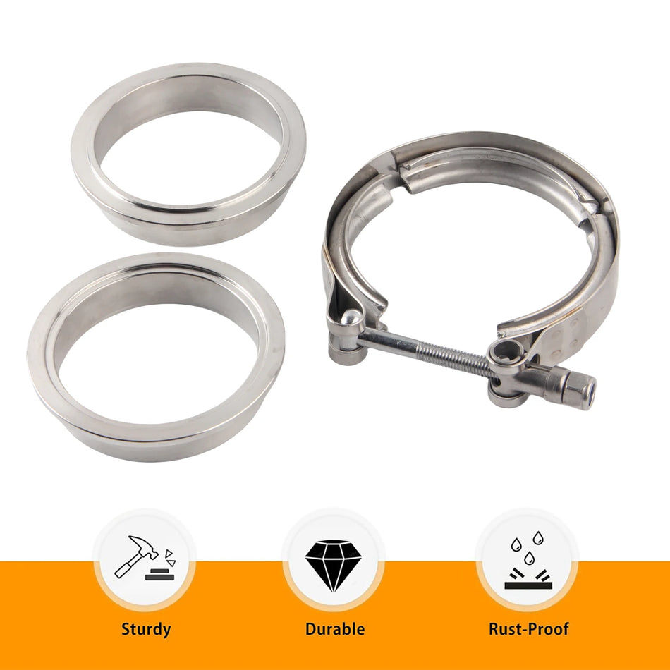 CNC Edelstahl V-Band Flansch Kit, selbstjustierend, 2 Zoll bis 3,5 Zoll (51-76 mm)