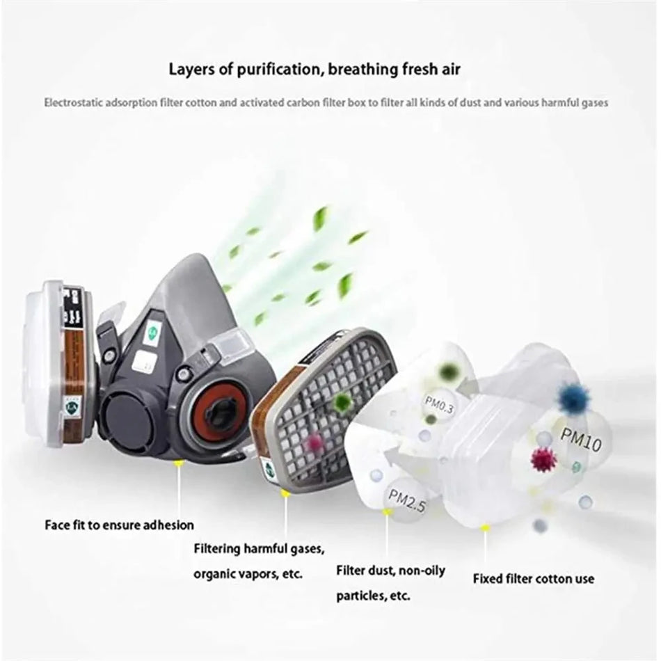 6200 Halvmask med Kolfilter, 7-i-1 Organiskt Gas Skydd