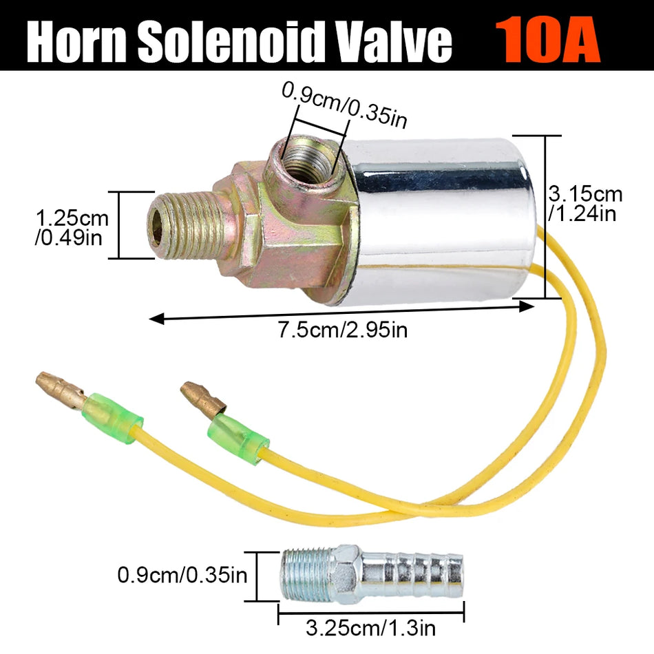 Sunkvežimio oro ragų solenoidinis vožtuvas, chromuotas metalas, 12/24V, 180 PSI