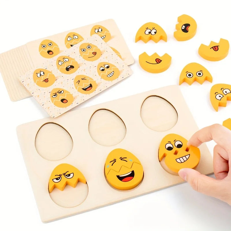 Facial Expressions Eggs - Wooden Montessori Egg Puzzle