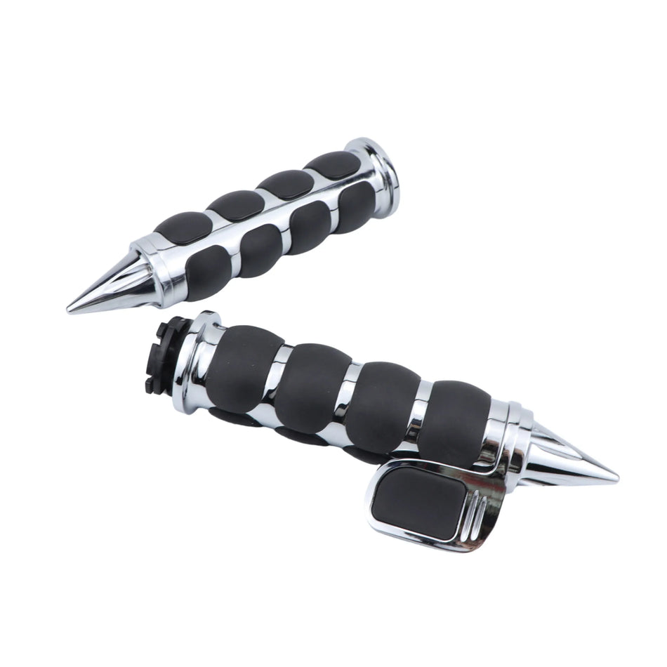 Handlebar End Grips for Suzuki Boulevard M109R 25mm Aluminum Rubber Chrome and Black Two Tone Finish