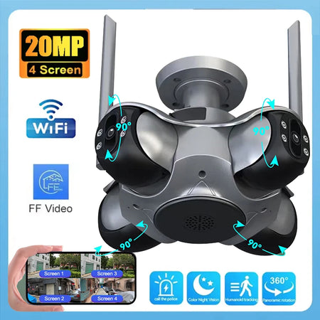20MP HD Four Screens WiFi IP Camera &ndash; Auto Tracking