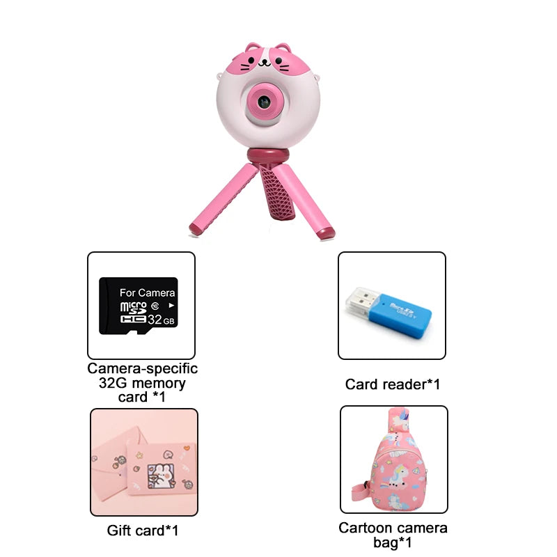 Toy Digital Video Camera For Children - Fun Kids Camera Pink-with Bag