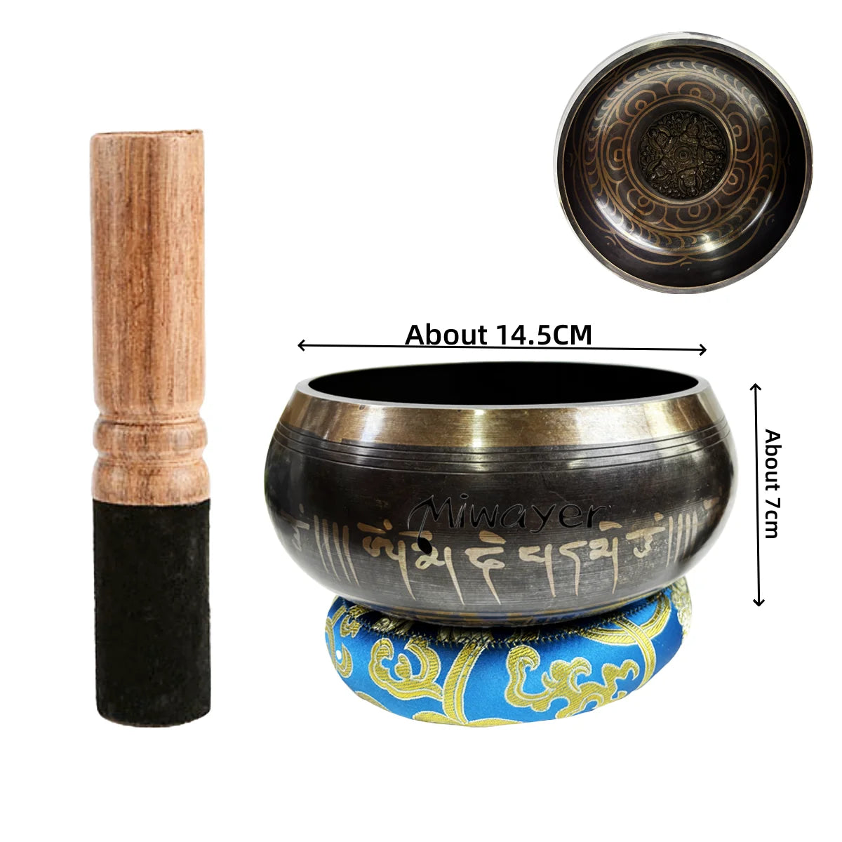 Tibetan Singing Bowl Set 8.5 to 20 cm - Meditation Aid 14.5cm