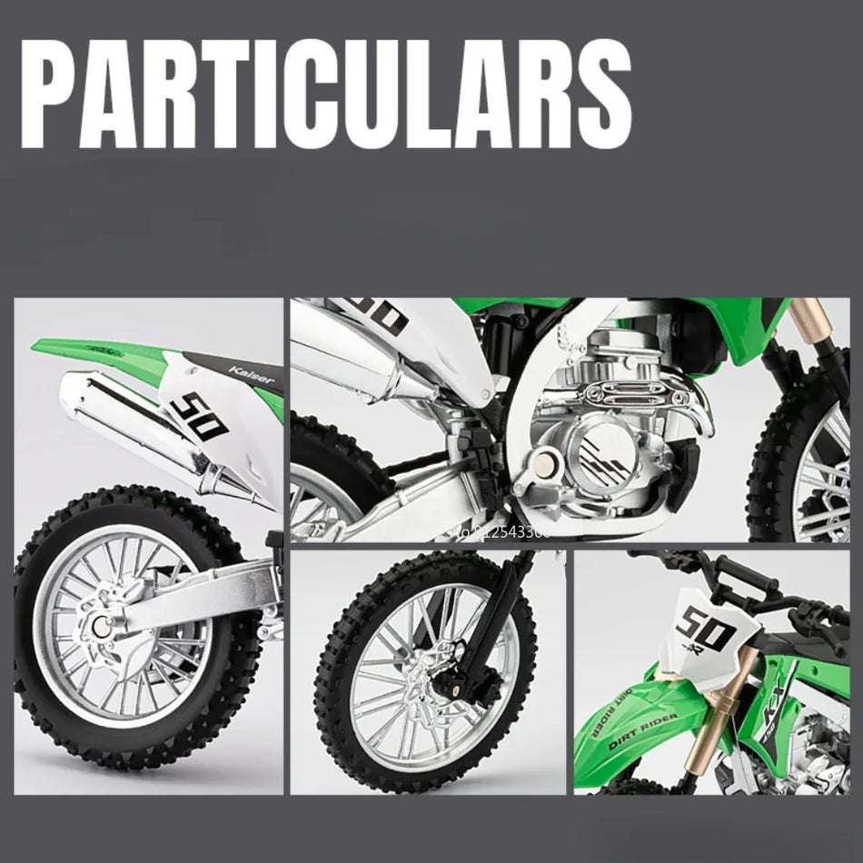 Model de motocicletă din aliaj turnat la presiune 1:12 pentru Kawasaki KX450