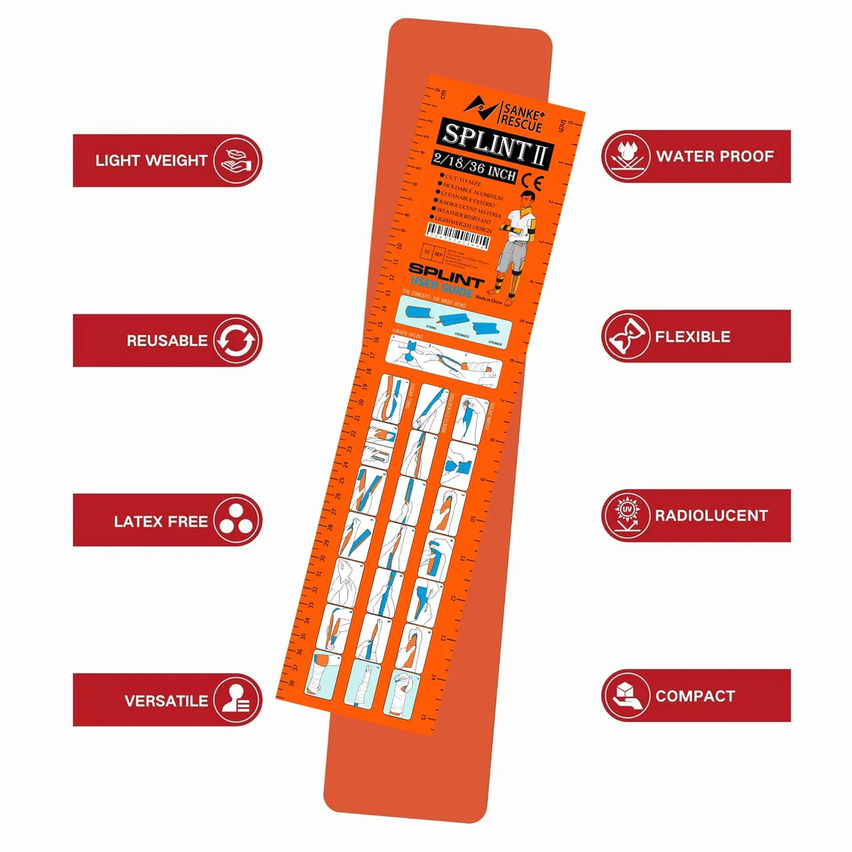 SANKE RESCUE First Aid Splint &ndash; Lightweight Aluminum Core