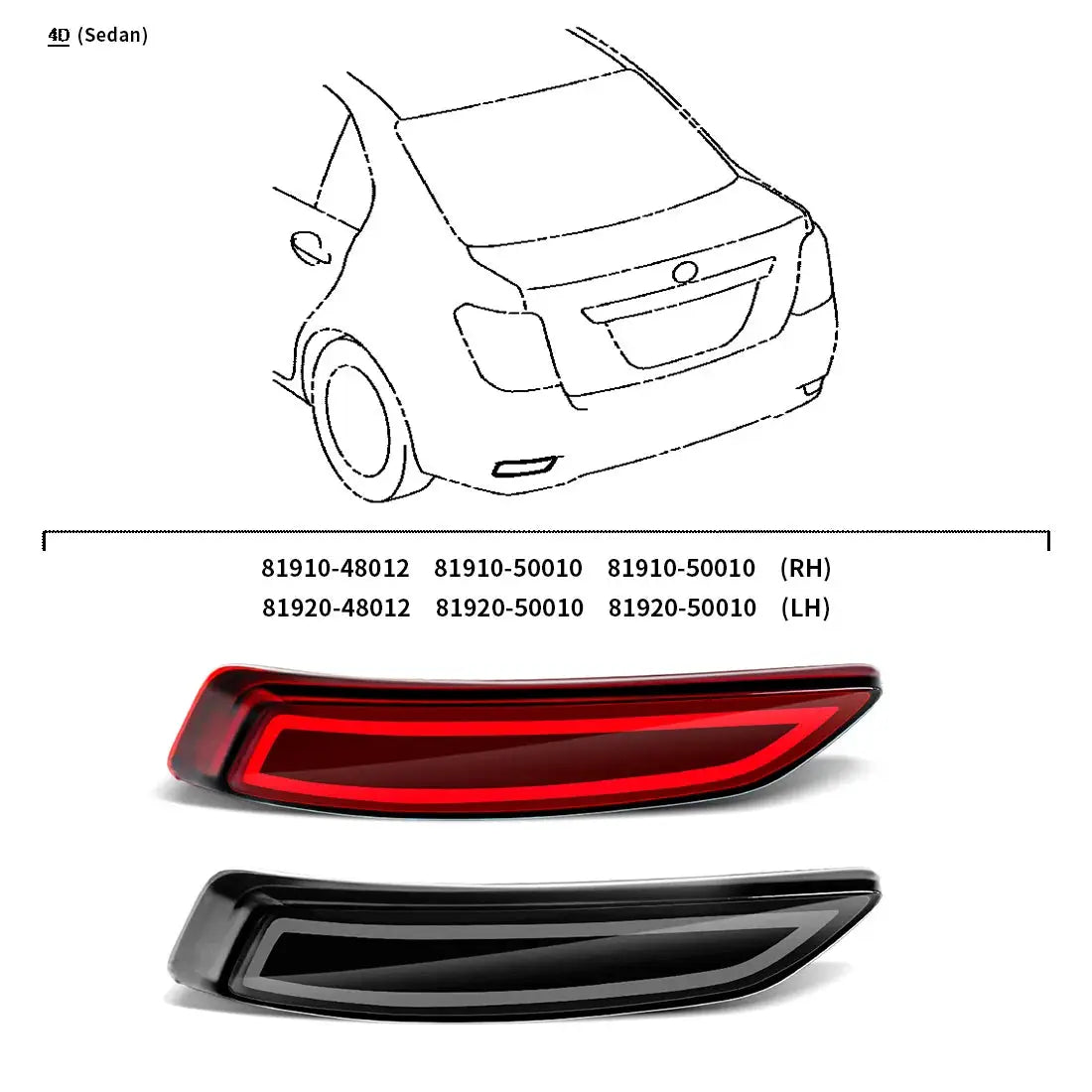 For Toyota Corolla Axio Fielder Sedan Hatchback 2007 2008-2015 2016 2017 2018 LED Rear Bumper Reflector Lights Brake Turn Signal by InterCyprus Trading Ltd