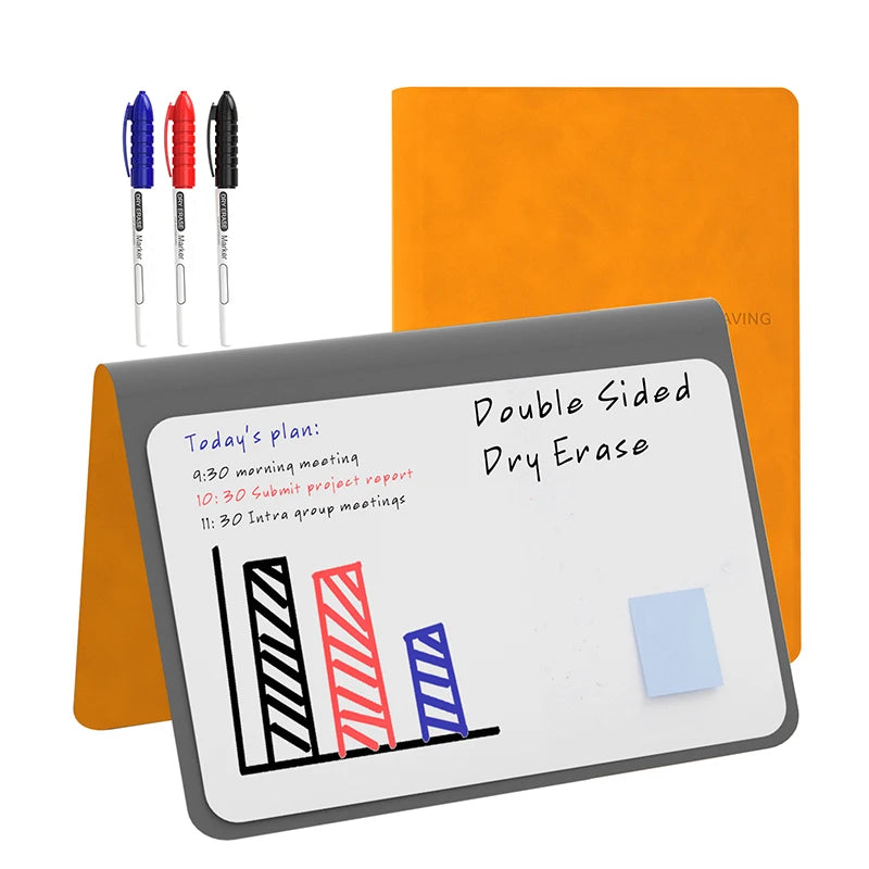 Ensemble de cahier tableau blanc réutilisable A5 avec bloc-notes en cuir