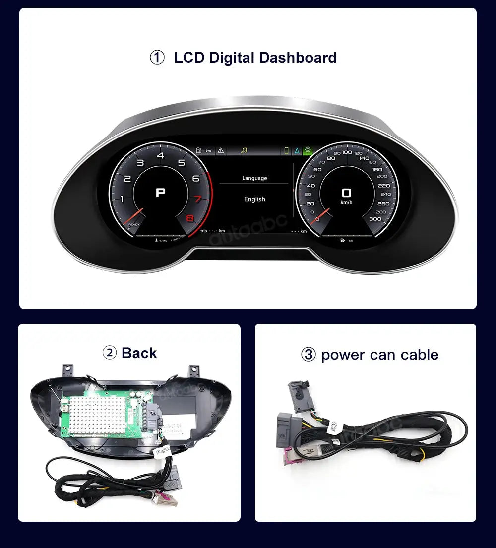 AUTOABC 10.25"LCD Digital Dashboard Cluster Wireless CarPlay Android Auto FOR Audi Q5 2009-2018year Support Steering wheel by InterCyprus Trading Ltd