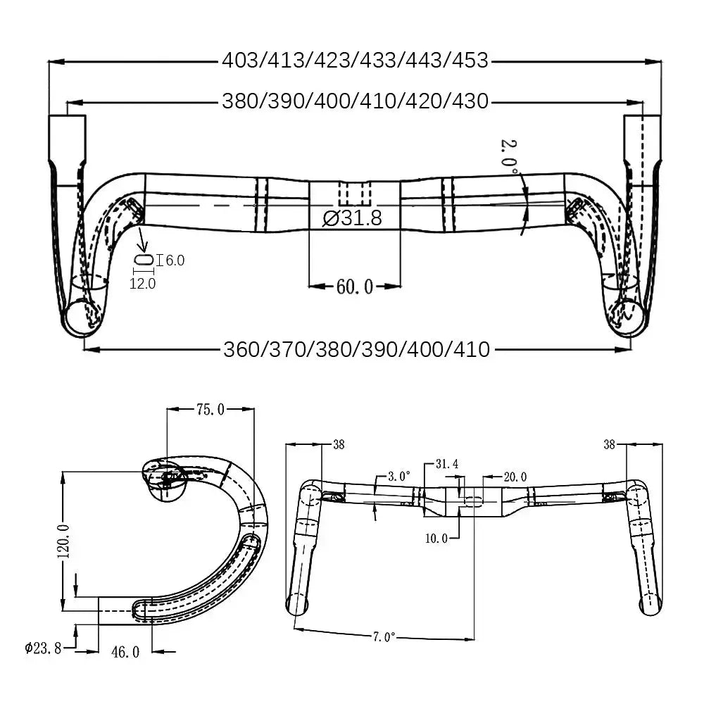 BALUGOE Carbon Fber Road Bike Handlebar Ultralight Semi Internal Cable Racing Competitive Bending Handle Riding Accessories by InterCyprus Trading Ltd