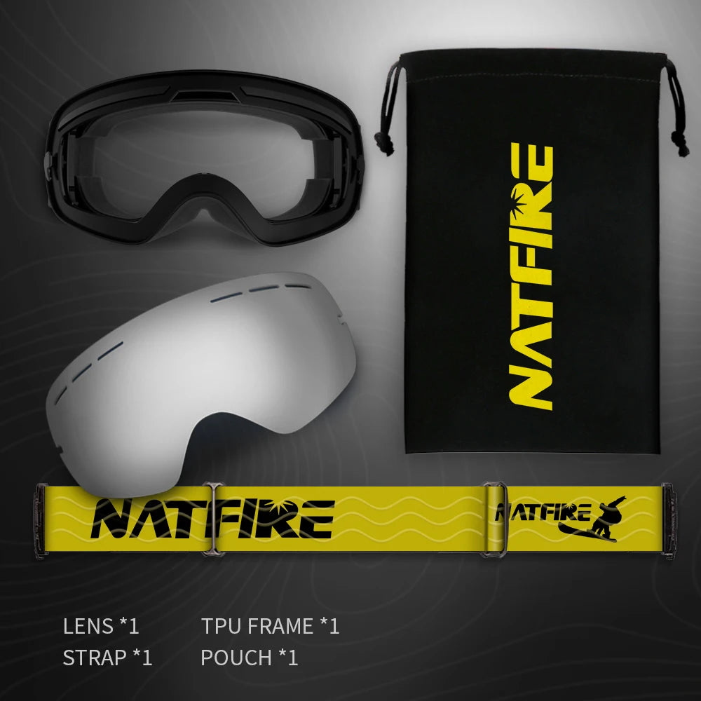 NATFIRE Snowboard Ski Goggles &ndash; UV400 Anti Fog Protection