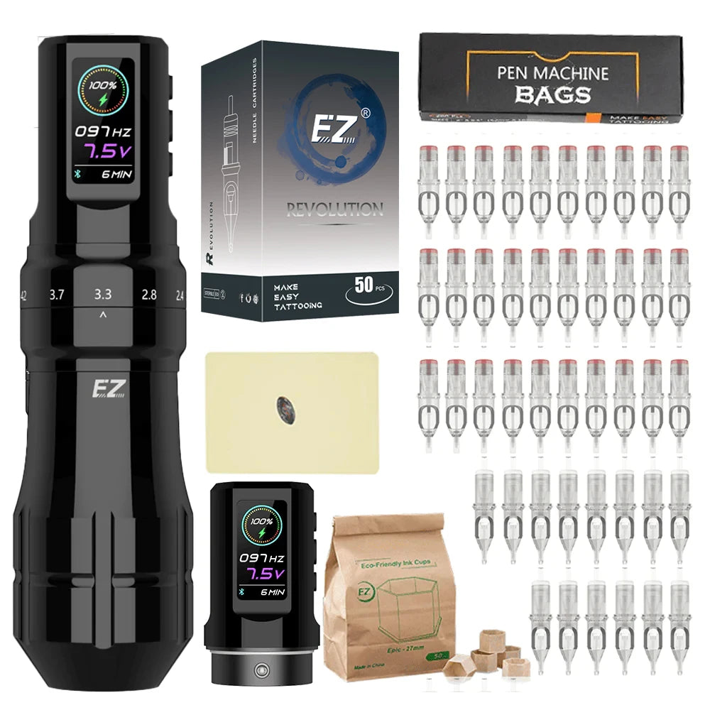EZ P3 Pro Wireless Tattoo Machine Kit - Adjustable Stroke