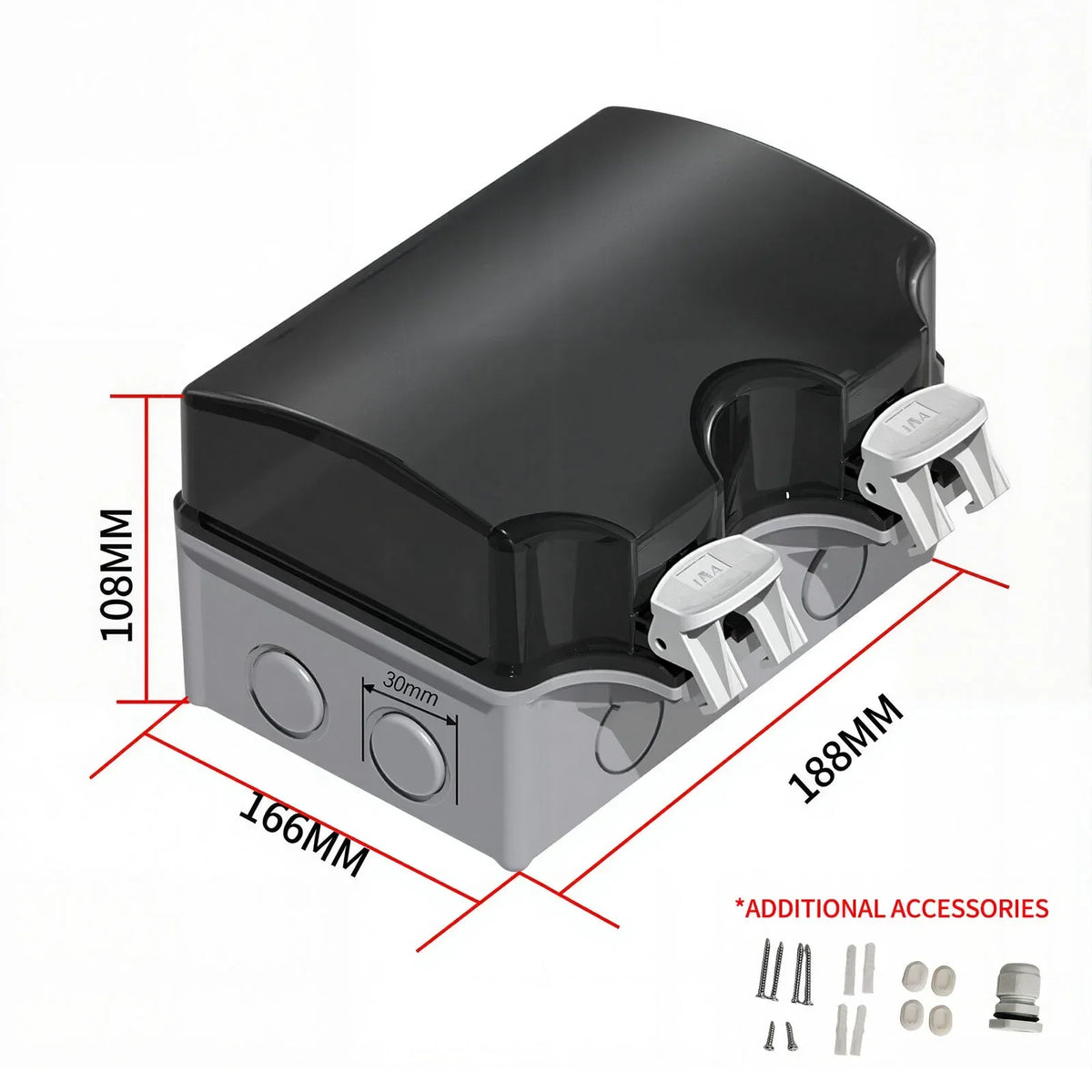 IP66 Outdoor Junction Box 3 Pin Connector &ndash; Panel Mount B without socket