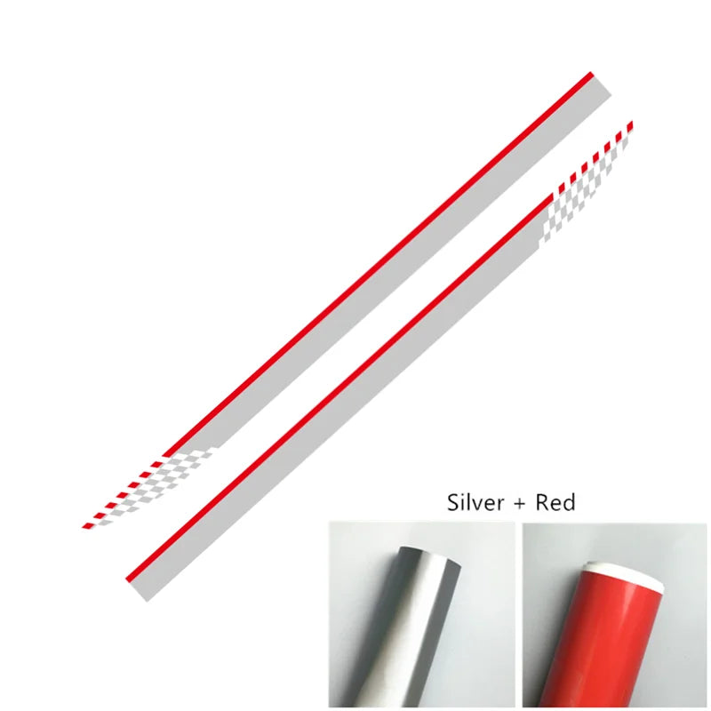 Fiat 124 Spider Car Door Side Skirt Stickers - 2pcs Racing Sport Vinyl Decals &amp; Auto Body DIY Accessories - Glossy Black, Matte Black, Silver, White, Gold Silver-Red