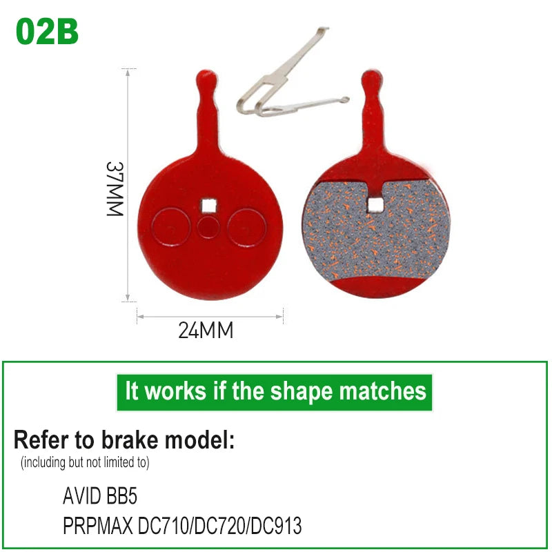 1 Pair SemiMetallic Hydraulic Disc Brake Pads &ndash; Shimano SRAM 1pair 02B