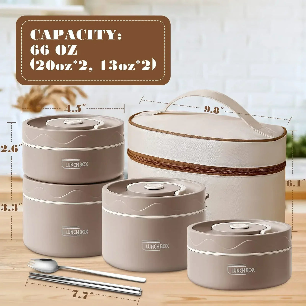 Lunch Box &ndash; Insulated 2-Tier Stainless Bento With Cutlery