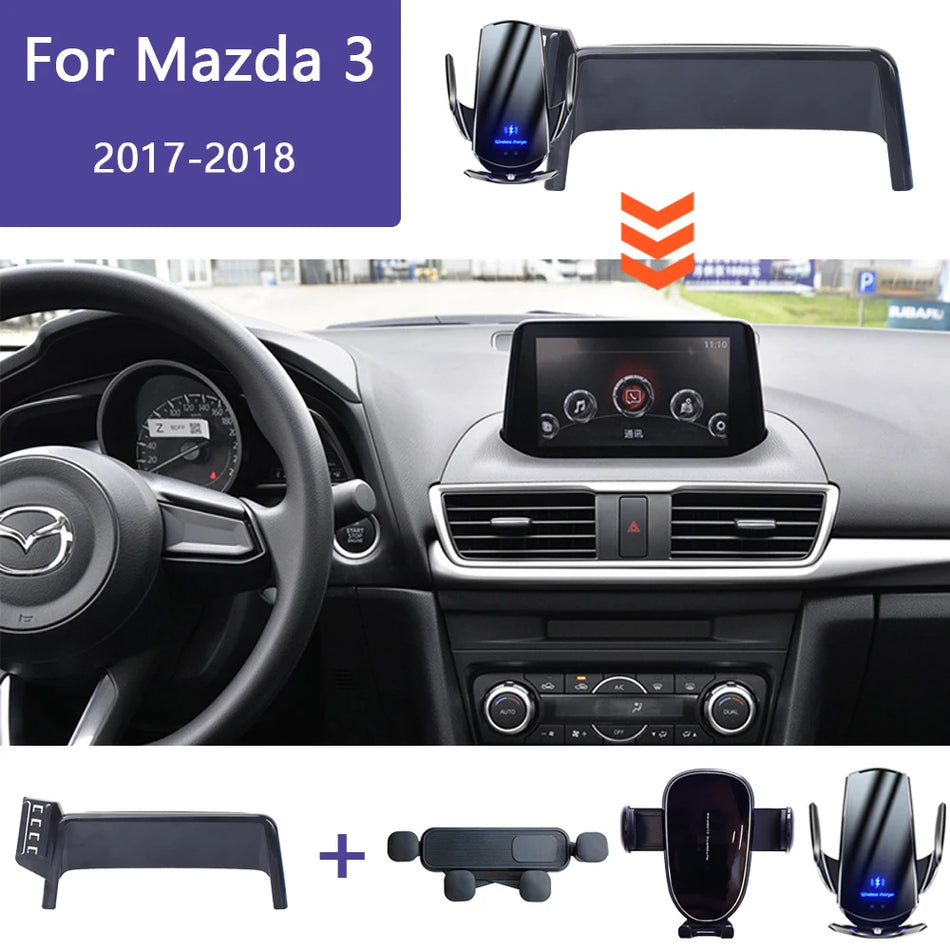 Supporto per telefono da auto wireless da 7 pollici per Mazda 3 2017 2018