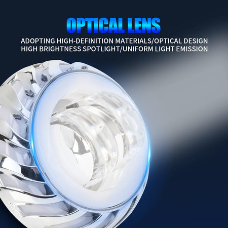 KEVANLY Motorcycle Headlight &ndash; Dual Halo LED Projector Lens