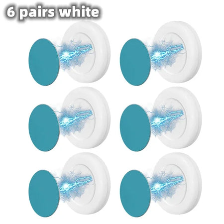 Magnetic Hooks Wall Mount 6 pairs white
