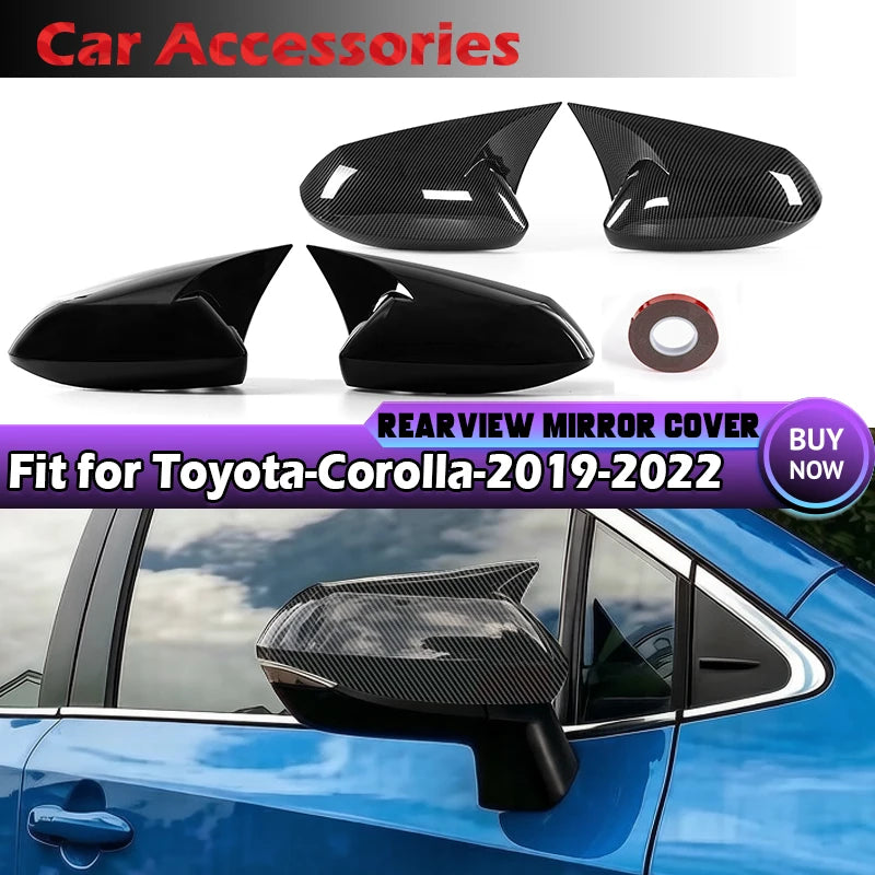 Side Wing Mirror Caps Carbon Fiber Look for Toyota Corolla 2019-2022